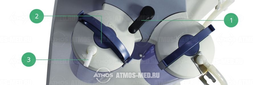 ATMOS® Direct-Docking-System (DDS) -  Запатентованная система быстрого и бесшлангового соединения ёмкости для секрета с аспиратором